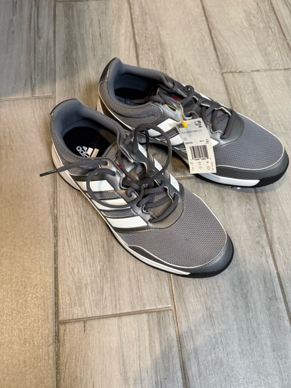 adidas Men’s Gray Athletic Sneakers with White Stripes